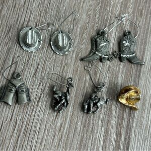 Vintage Mix & Match Western Earrings Cowboy Hat Cowgirl Boots